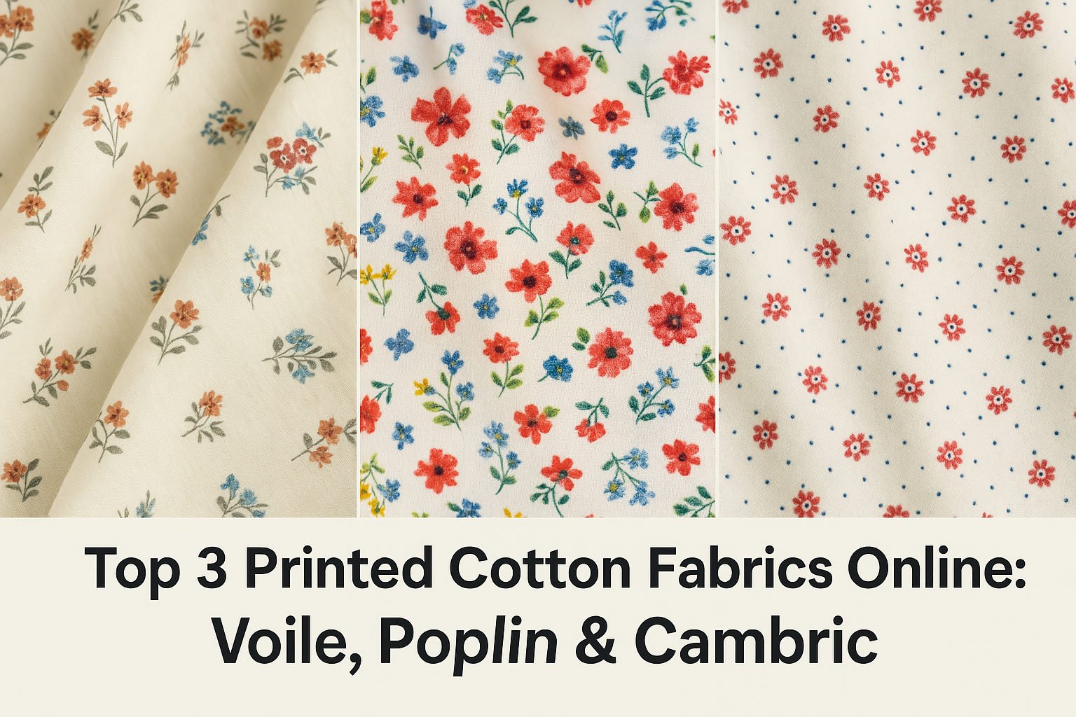 Top 3 Printed Cotton Fabrics Online: Voile, Poplin & Cambric