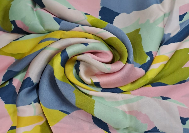 Printed Satin Yellow Multicolor Abstract - Kapda Shop