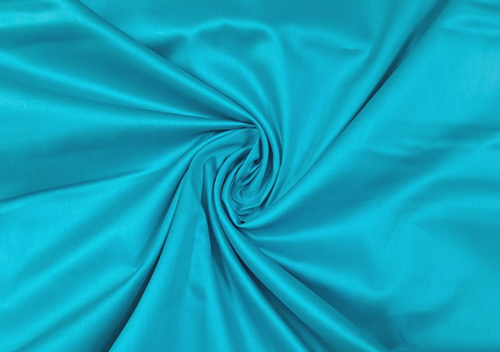 Teal Blue Plain Dyed Glace Cotton Fabric - Kapda Shop