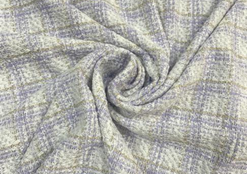 Lavender & White Checks Tweed Fabric