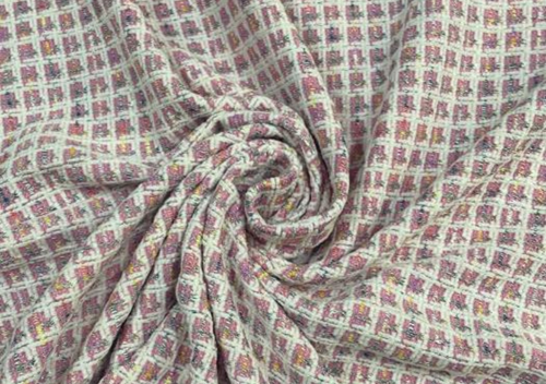 Pink Checks Tweed Fabric