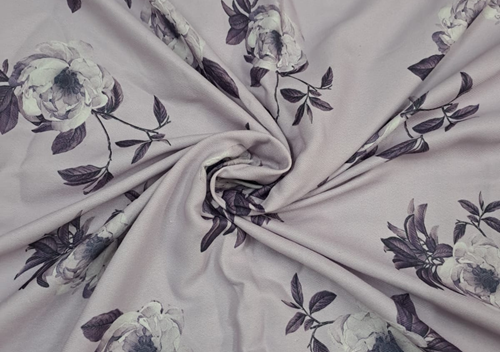 Lavender Floral Printed Semi Pashmina Fabric