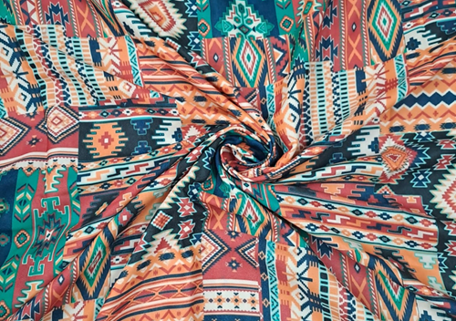 Multicolor Abstract Printed Semi Pashmina Fabric