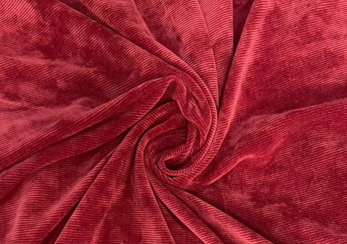Red Plain Pleated Corduroy Fabric - Kapda Shop