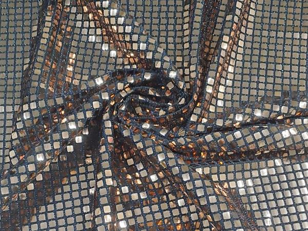 Brown & Black Geometric Disco Foil Imported Polyester Fabric