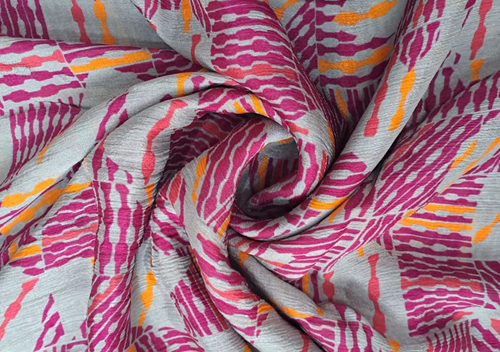 Printed Chiffon Magenta Grey Abstract - Kapda Shop