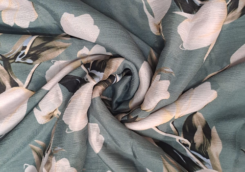 Printed Chiffon Grey White Floral - Kapda Shop