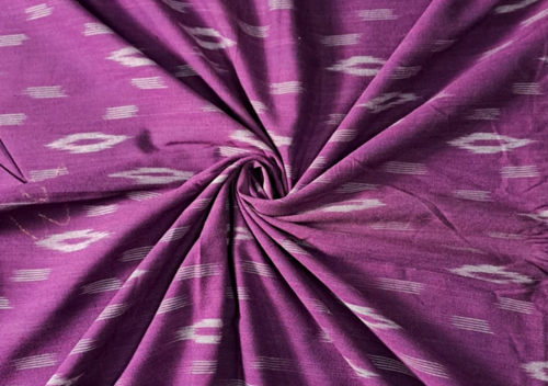 Purple Motifs Cotton Ikat Fabric
