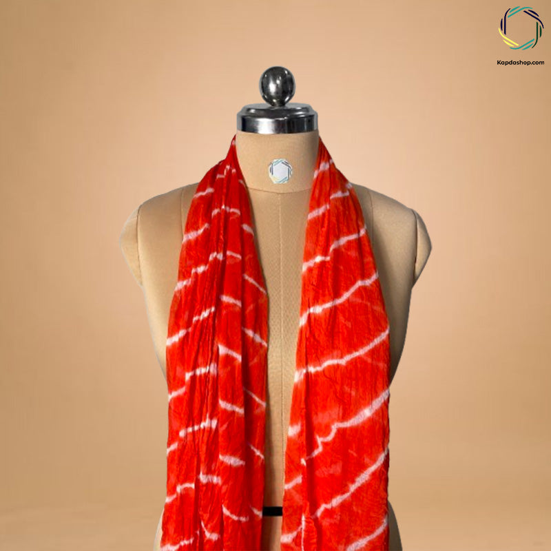 Orange Leheriya Georegette Dupatta KTEX