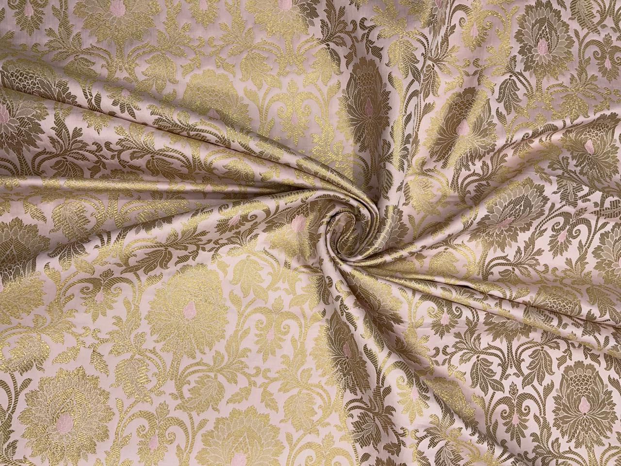 Golden Floral Semi Brocade Fabric