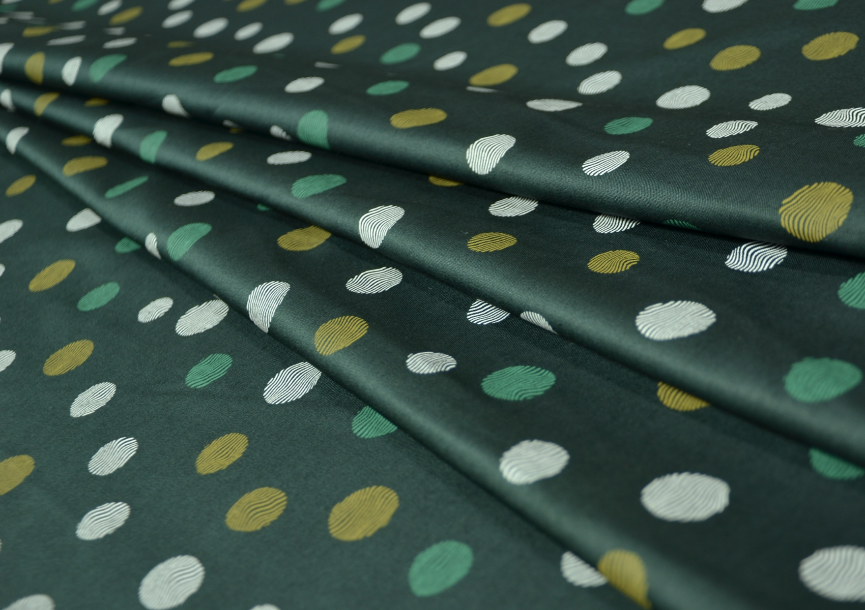 Bottle Green Polka Dots Cotton Fabric