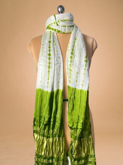 Green Border Pure Bandhani Dupatta - Kapda Shop