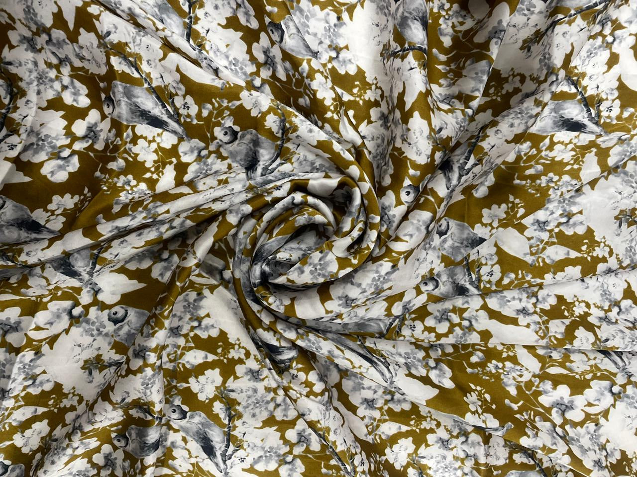 Multicolor Floral Printed Satin Fabric - Kapda Shop