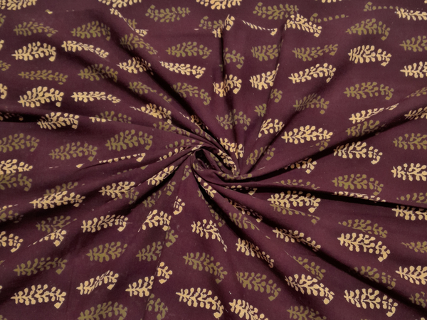 Cotton Cambric Kalamkari Maroon Floral Fabric