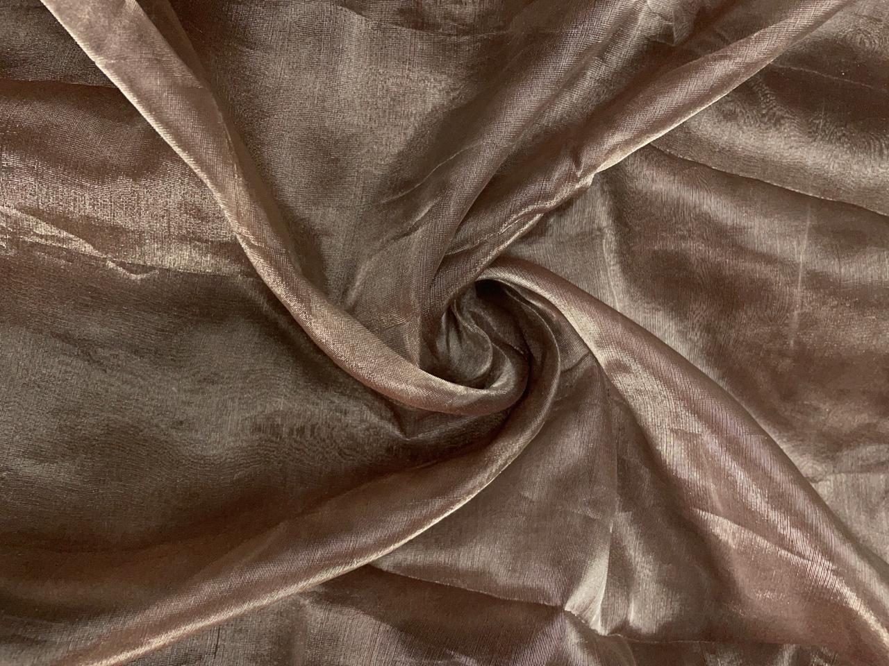 Dark Beige Plain Pure Silk Tissue Fabric Kapdashop