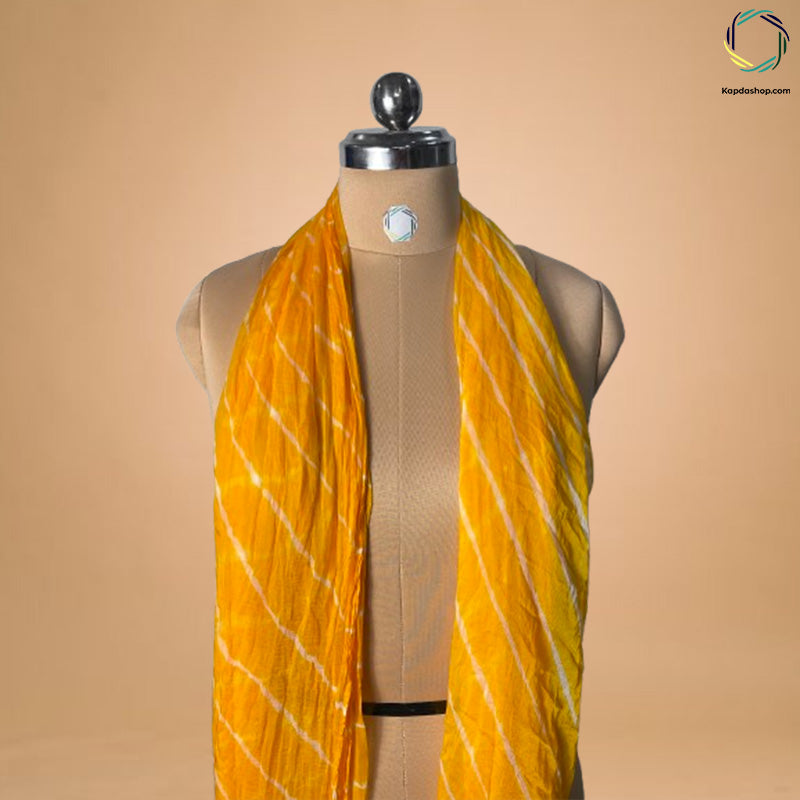Yellow Leheriya Georgette Dupatta Kapdashop