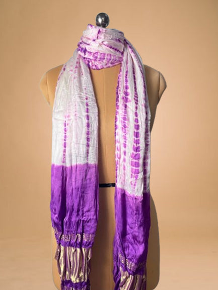 Royal Purple Border Pure Bandhani Dupatta - Kapda Shop