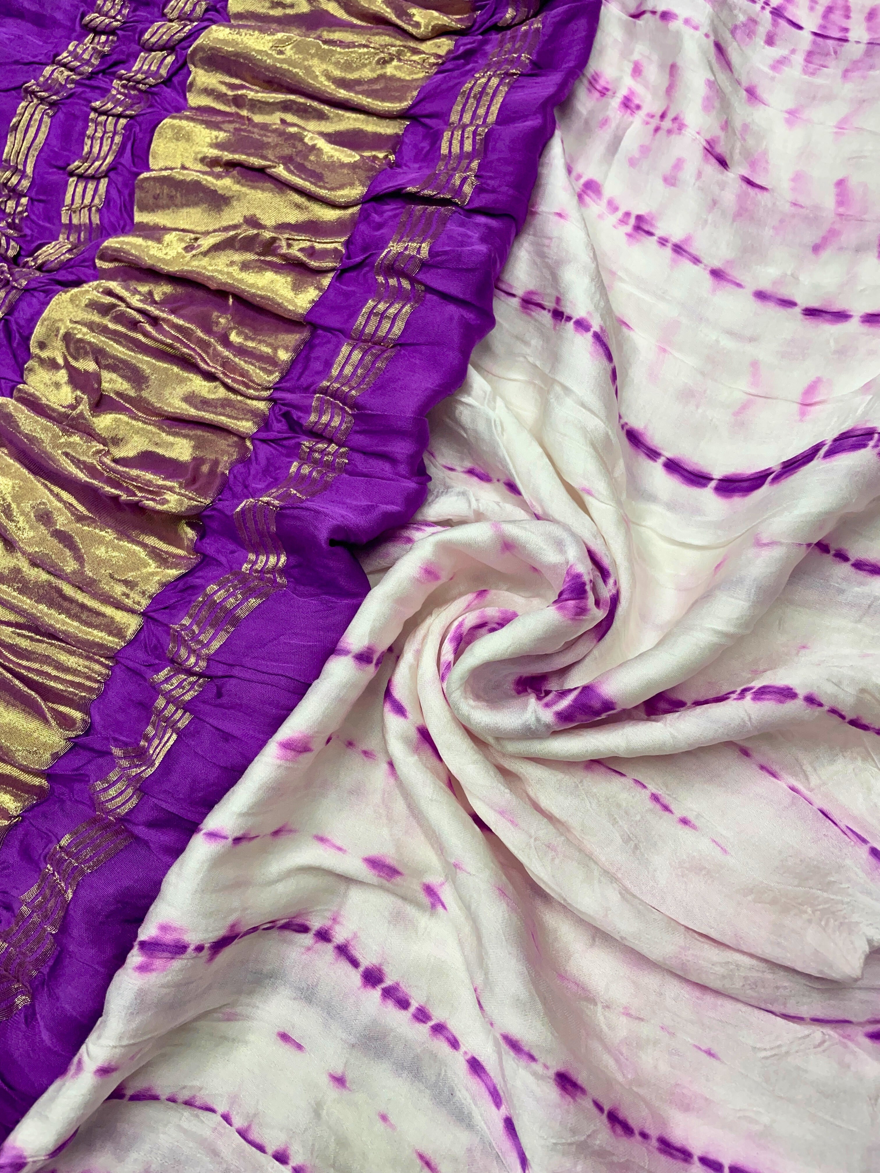 Royal Purple Border Pure Bandhani Dupatta - Kapda Shop
