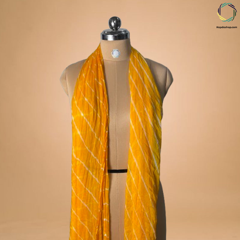 Yellow Leheriya Georgette Dupatta Kapdashop