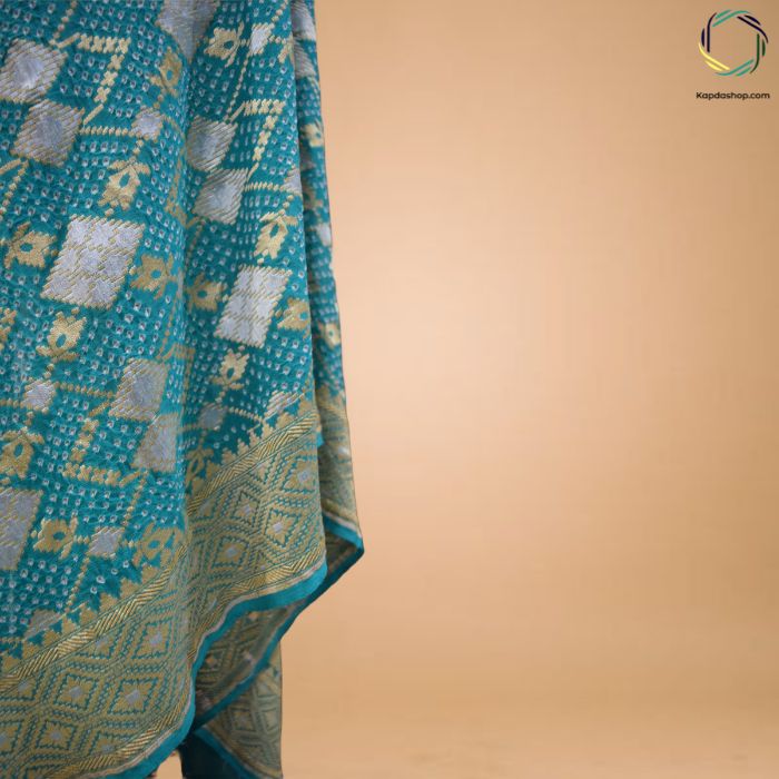 The Emerald Grace – Luxe Zari Pure Georgette Dupatta for Weddings KTEX