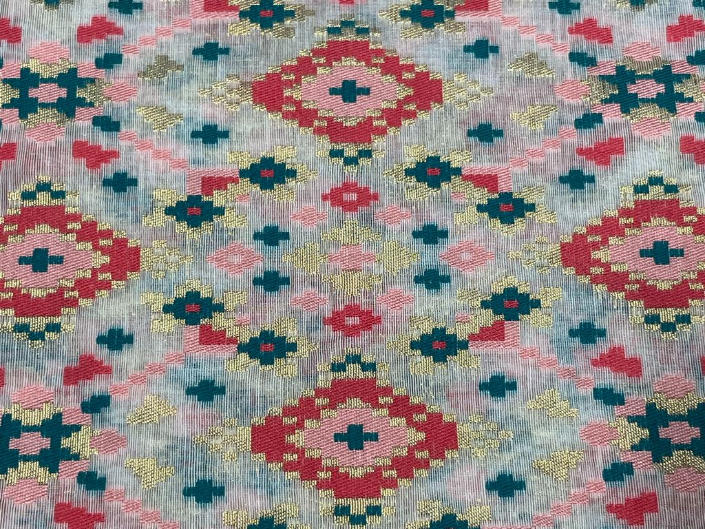 Multicolor Traditional Dyeable Pure Chanderi Self Zari Fabric - Kapda Shop