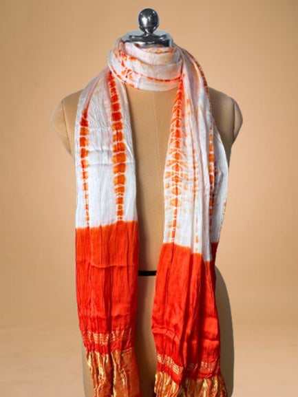 Orange Border Pure Bandhani Dupatta - Kapda Shop