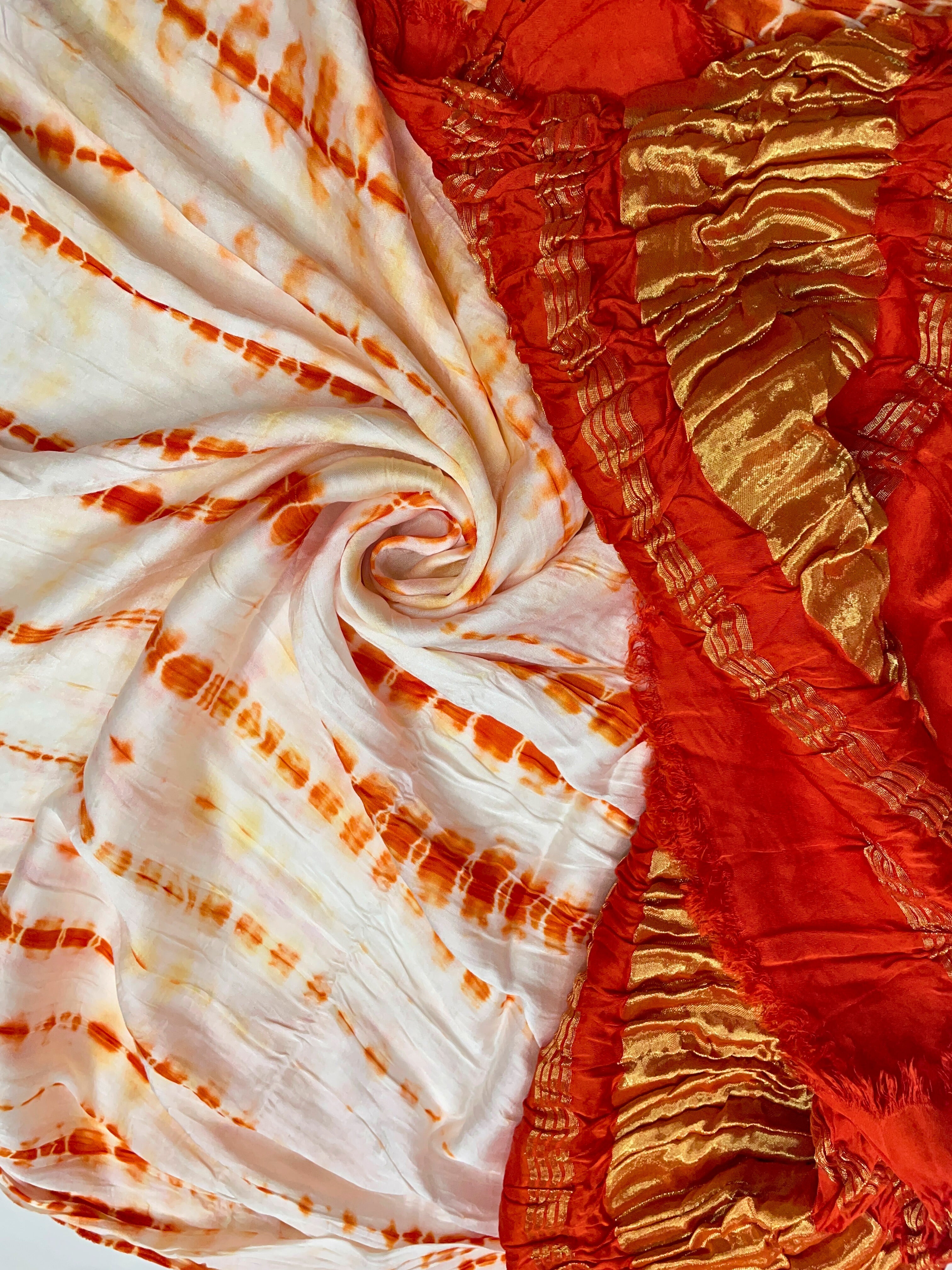 Orange Border Pure Bandhani Dupatta - Kapda Shop