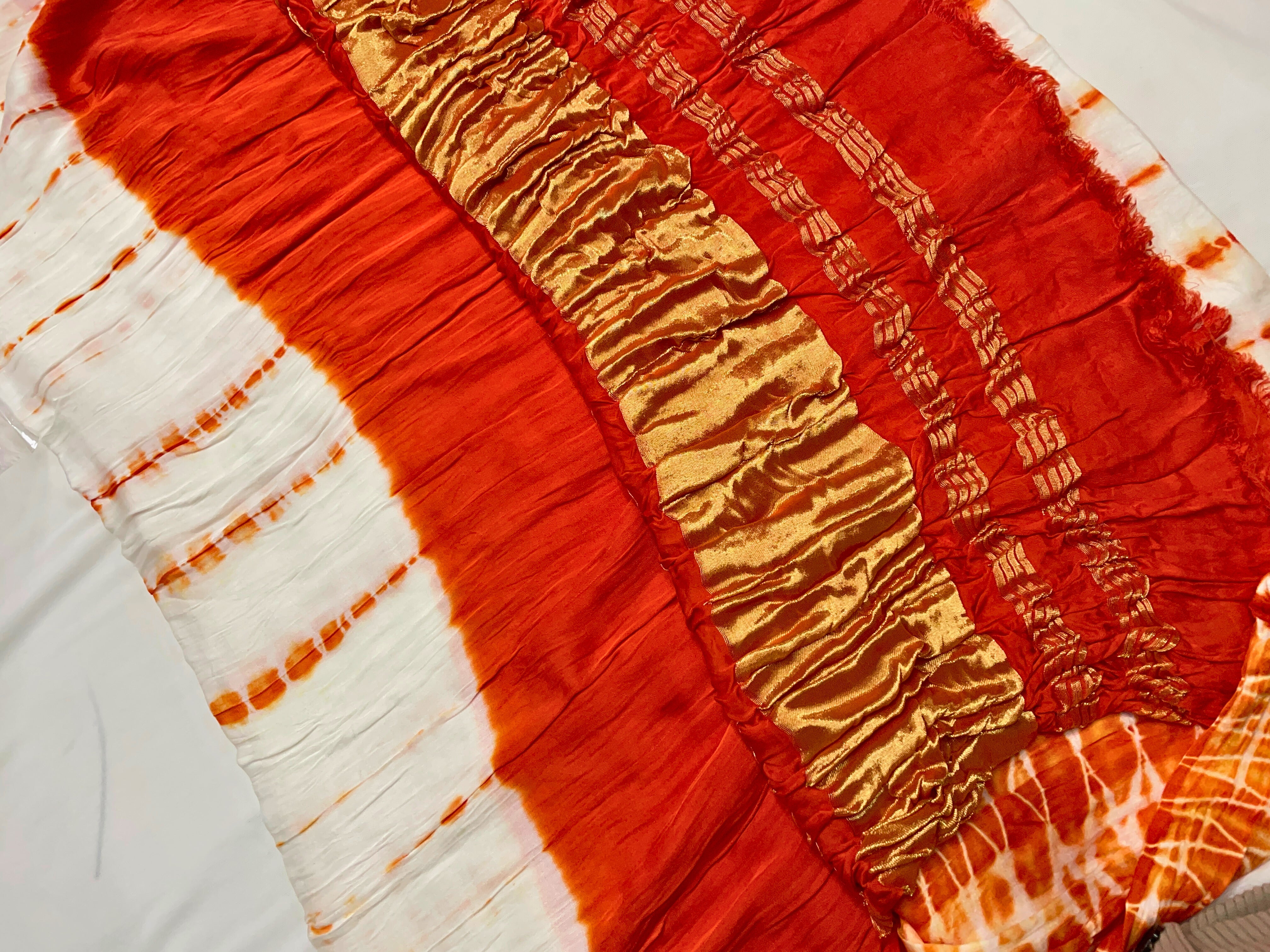 Orange Border Pure Bandhani Dupatta - Kapda Shop