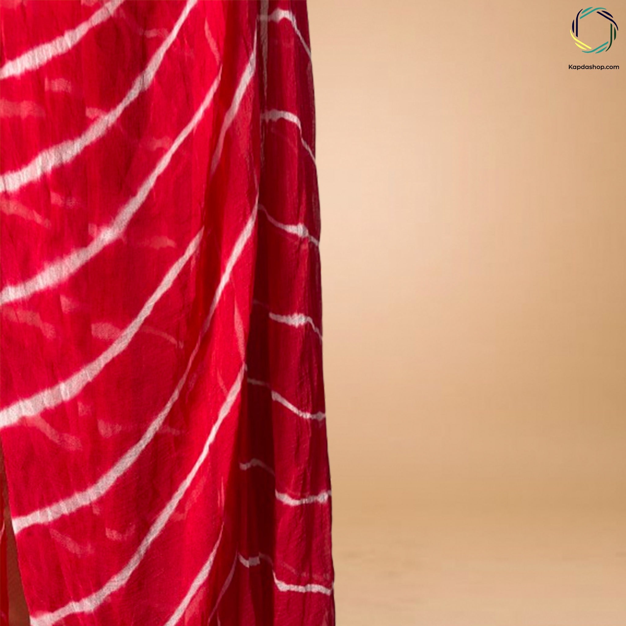 Red & White Leheriya Georegette Dupatta KTEX
