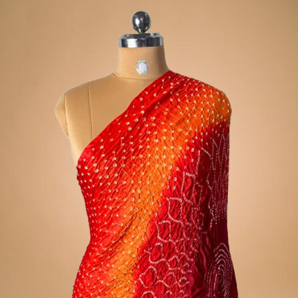 Orange Pure Bandhani Dupatta - Kapda Shop