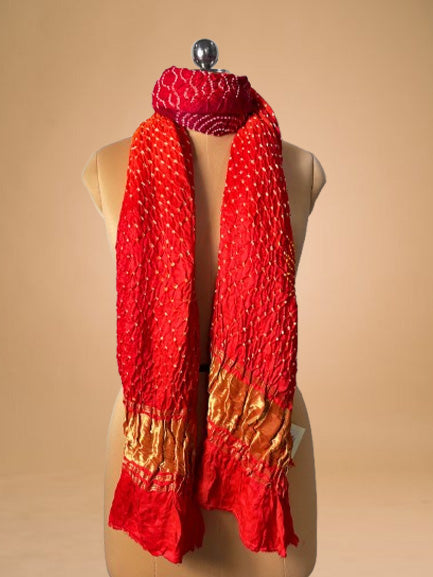 Orange Pure Bandhani Dupatta - Kapda Shop