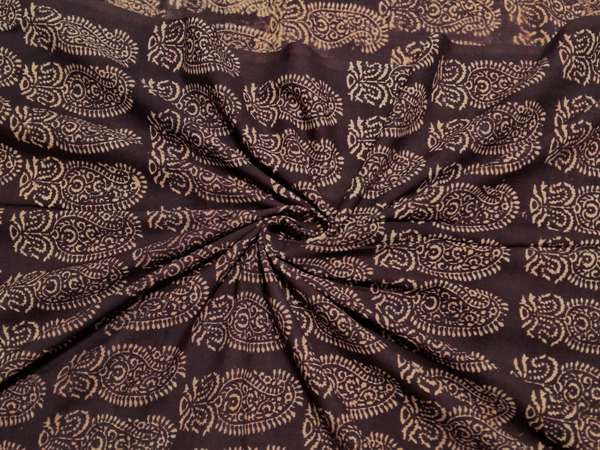 Dark Brown Paisleys Cotton Cambric Kalamkari Fabric