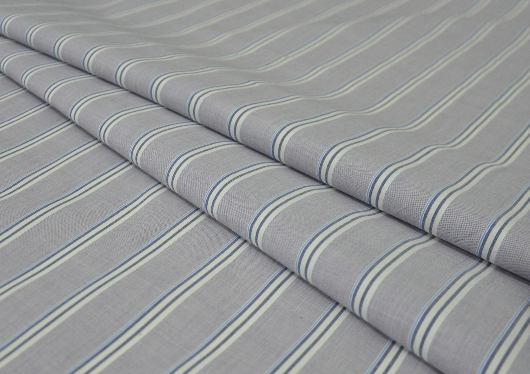 White & Grey Stripe Shirting Cotton Fabric - Kapda Shop