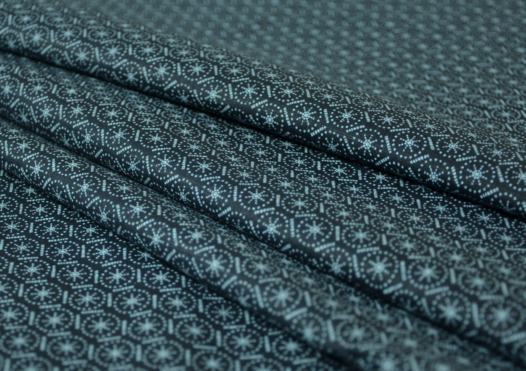 Navy Blue Geometric Shirting Cotton Fabric - Kapda Shop