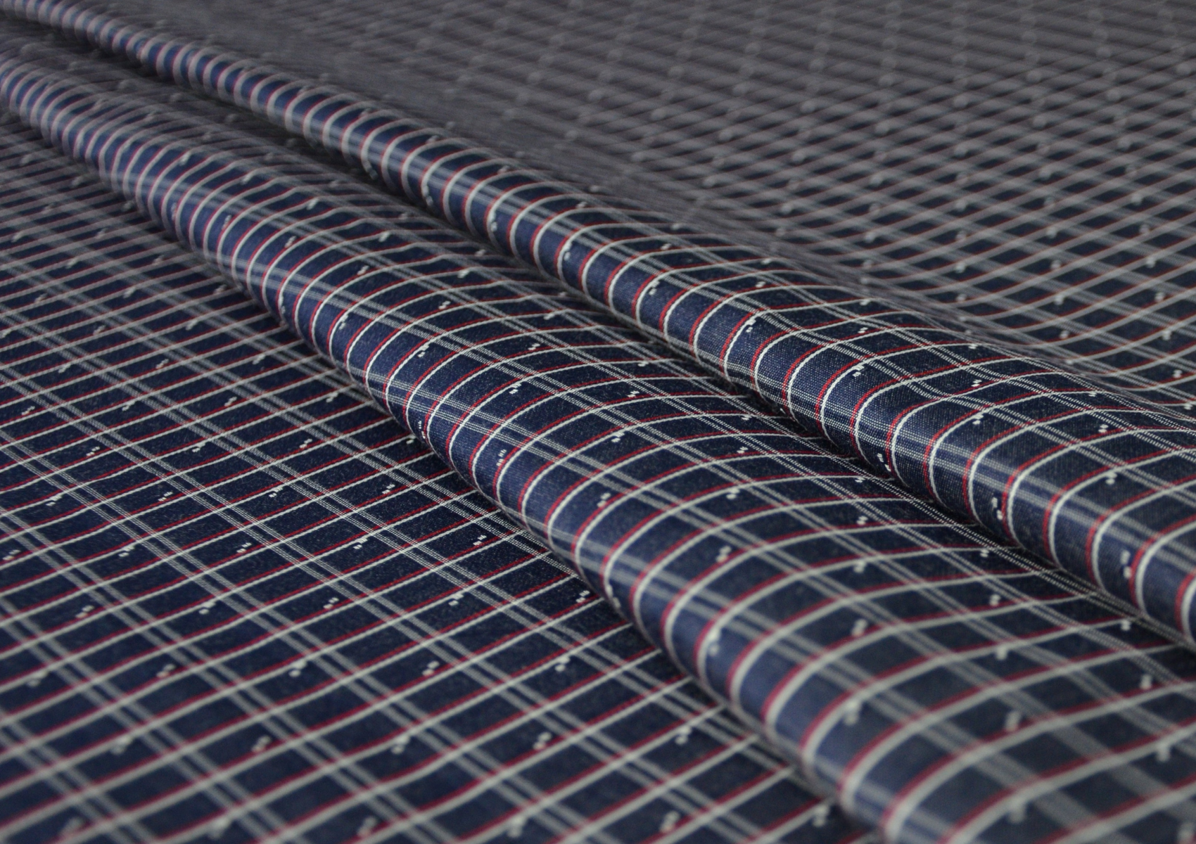 Midnight Blue & White Checks Shirting Cotton Fabric - Kapda Shop