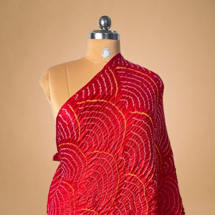 Red Pure Bandhani Dupatta - Kapda Shop