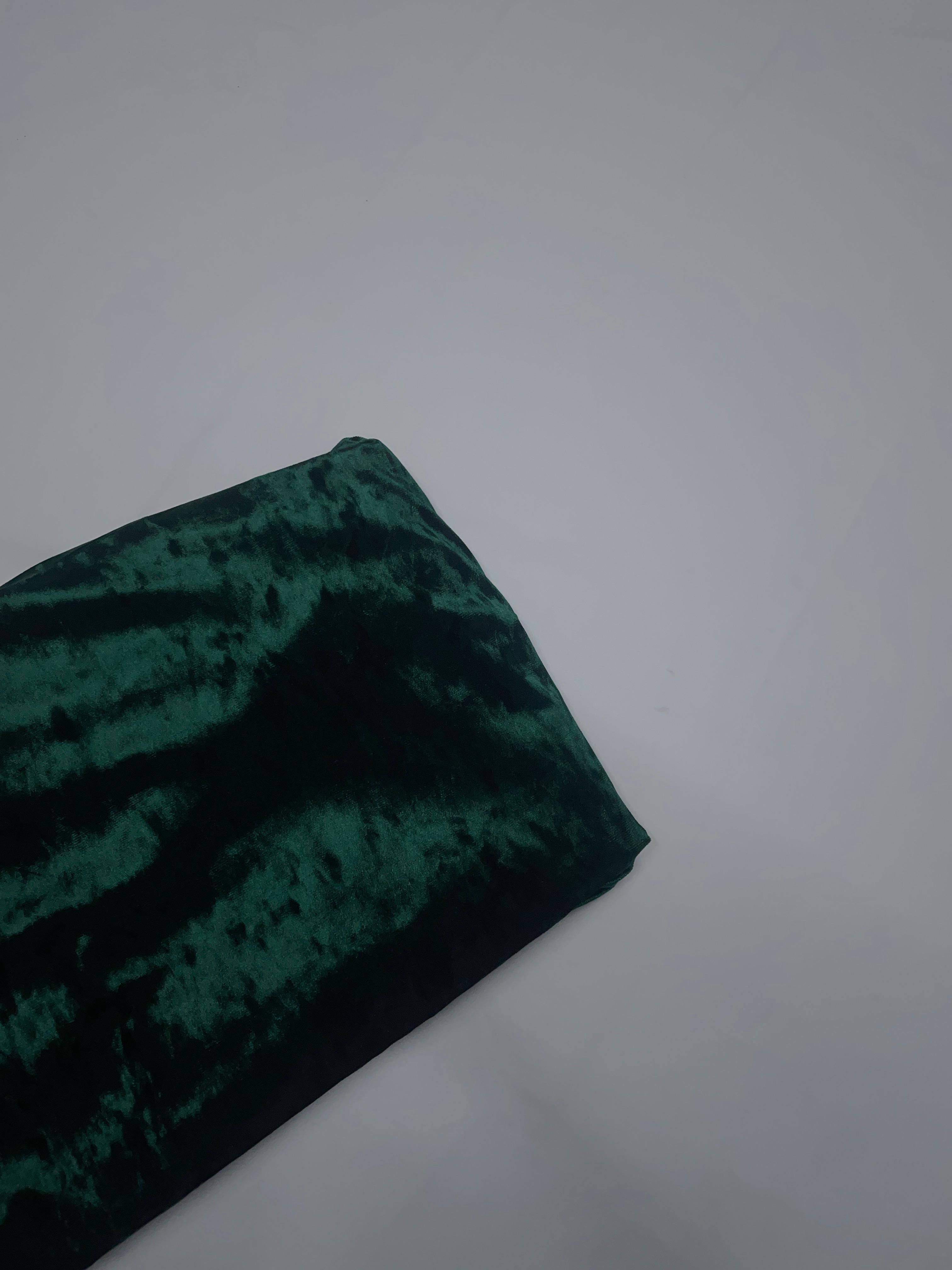 Bottle Green Imported Ice Velvet Lycra Fabric KTEX