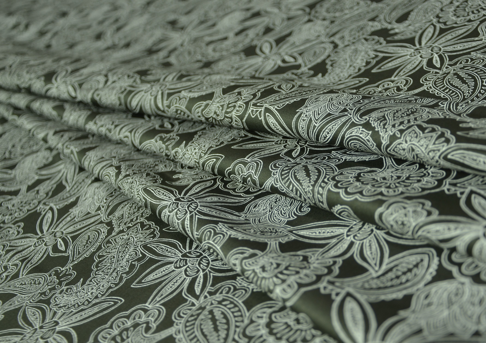 Olive Green Beach Print Shirting Cotton Fabric - Kapda Shop