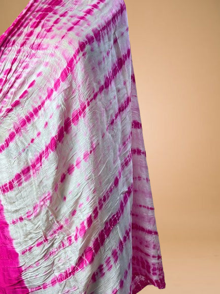 Pink Border Pure Bandhani Dupatta - Kapda Shop