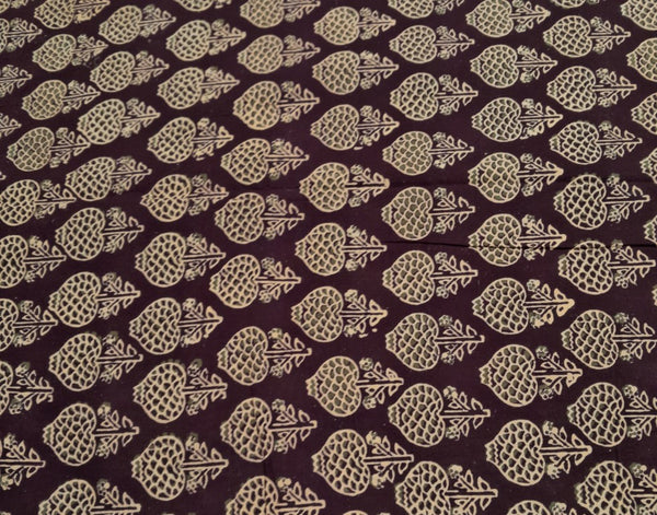 Cotton Cambric Kalamkari Wine Beige Flowers Fabric