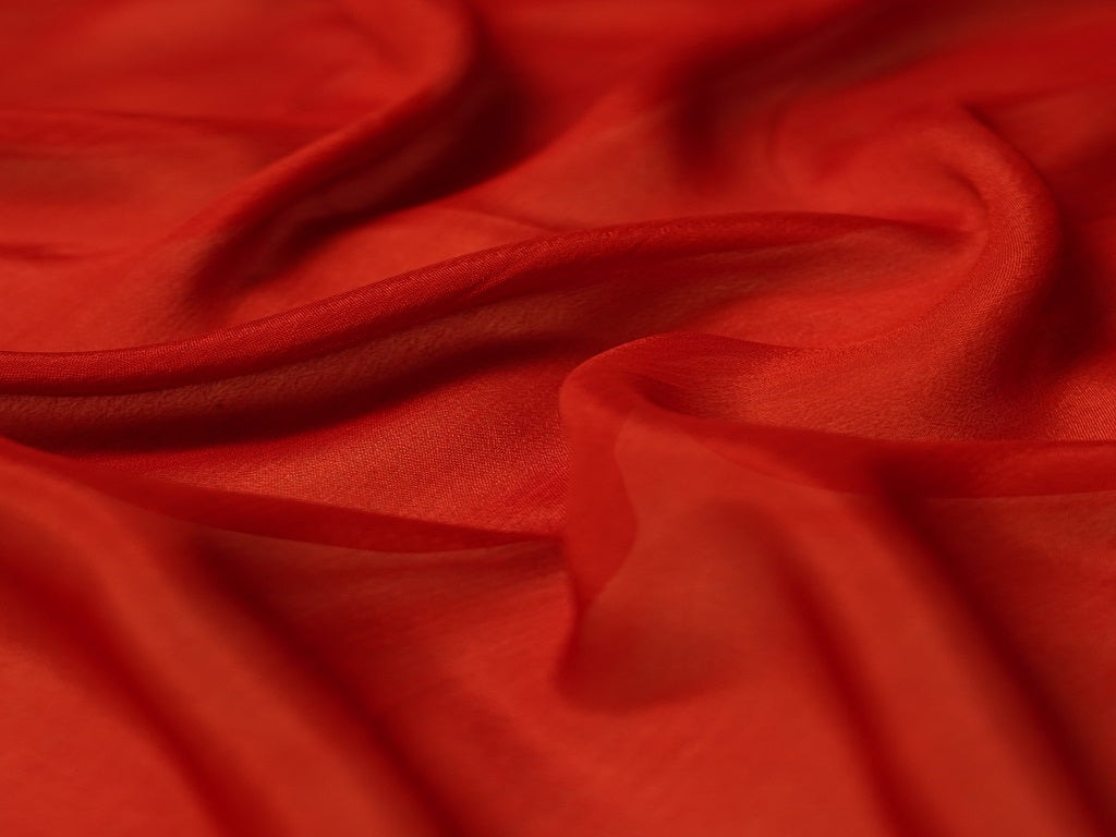 Red Plain Viscose Chinon Chiffon Fabric Jayshree Fabric
