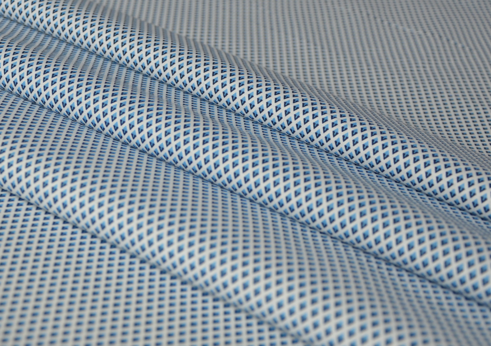 White & Blue Gemeotric Cotton Fabric - Kapda Shop