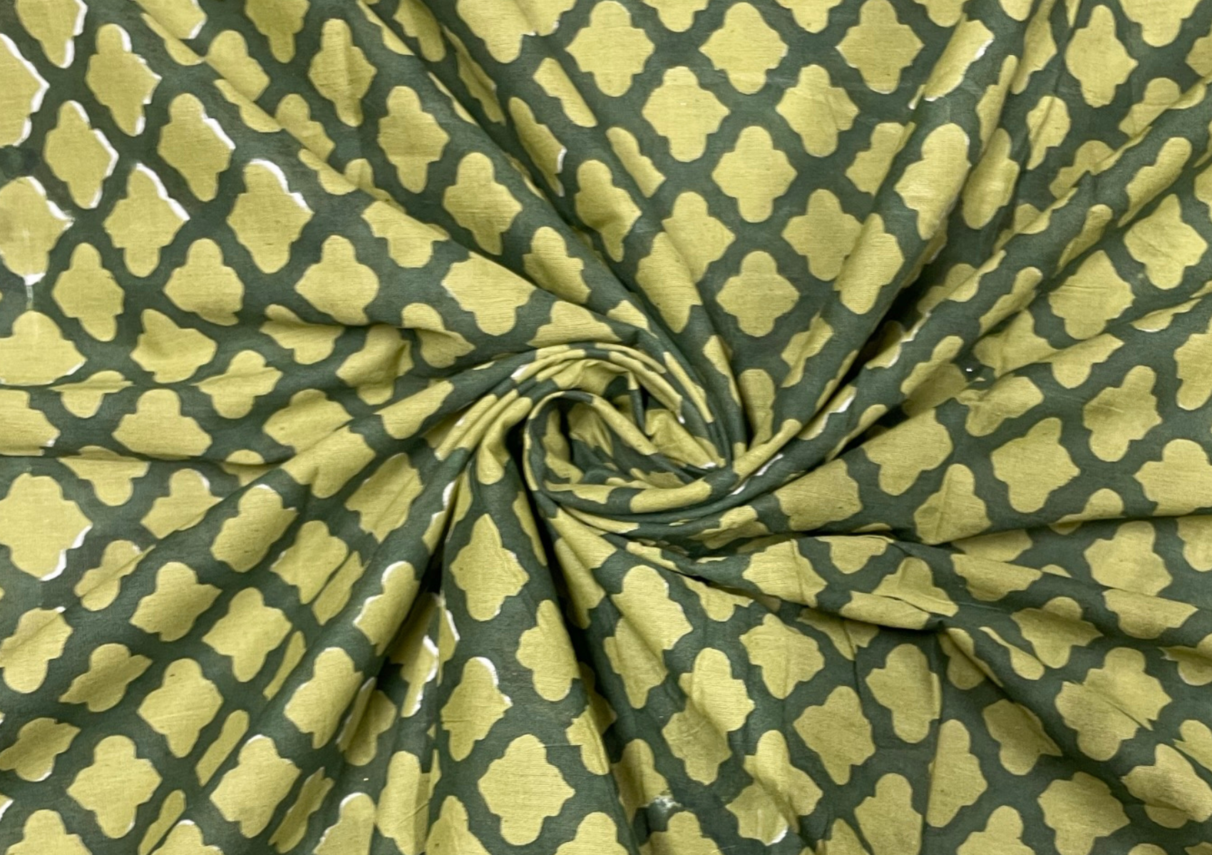 Green Floral Printed Cotton Cambric Fabric - Kapda Shop