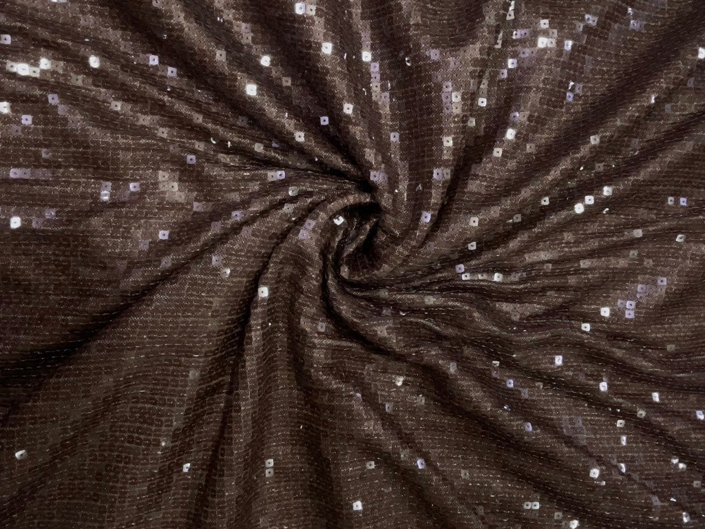 Brown Foil Square Sequins Fabric KTEX