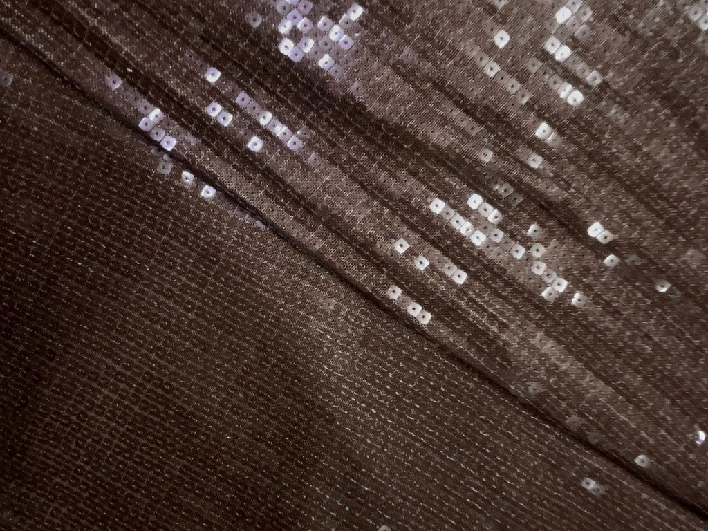 Brown Foil Square Sequins Fabric KTEX