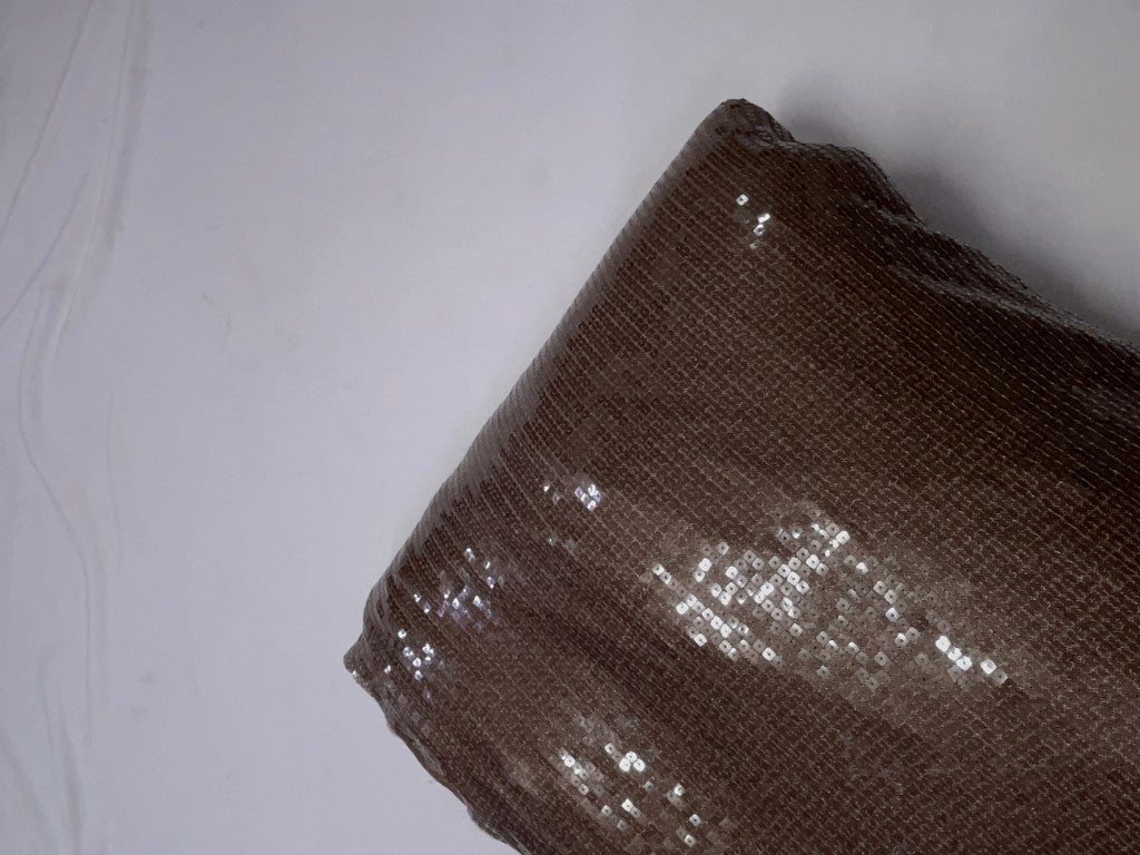 Brown Foil Square Sequins Fabric KTEX