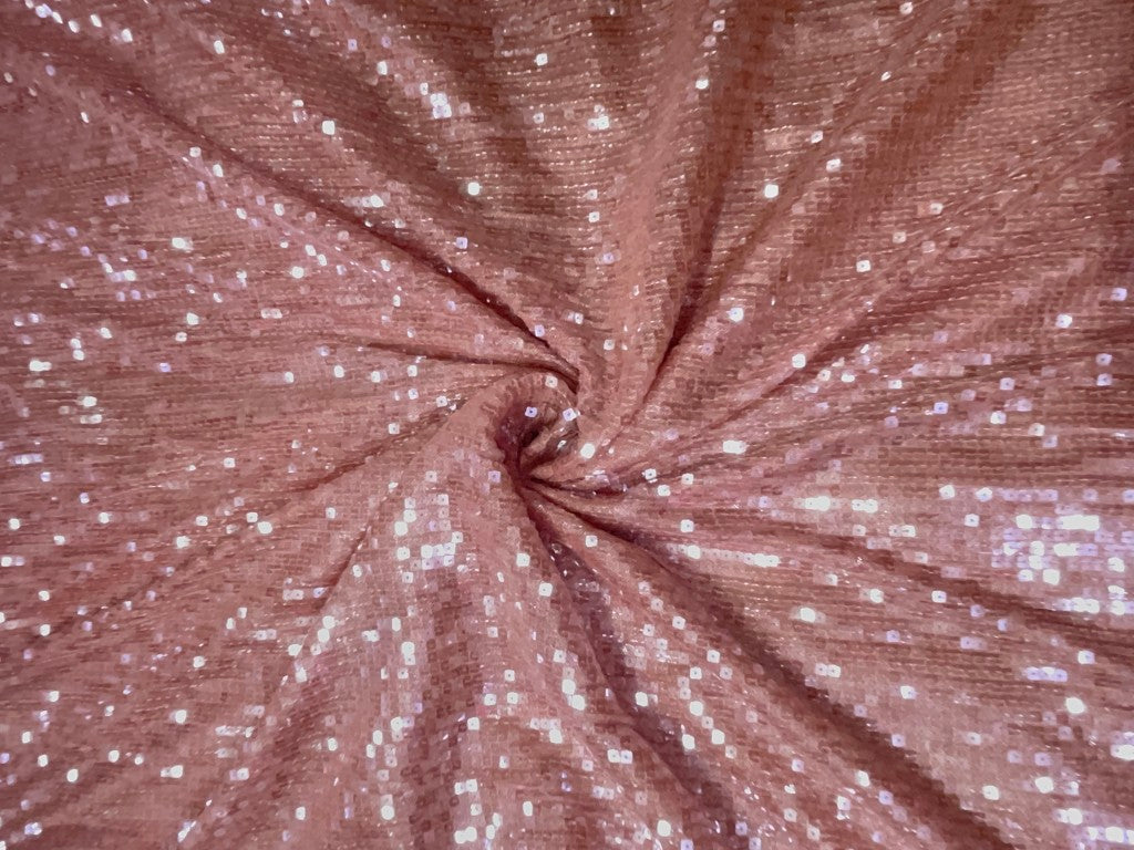 Peach Foil Square Sequins Fabric KTEX