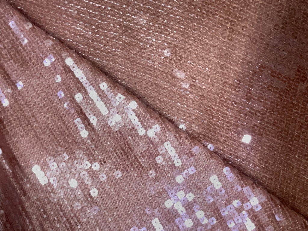 Peach Foil Square Sequins Fabric KTEX