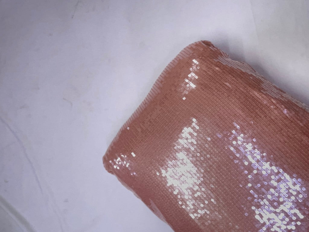 Peach Foil Square Sequins Fabric KTEX