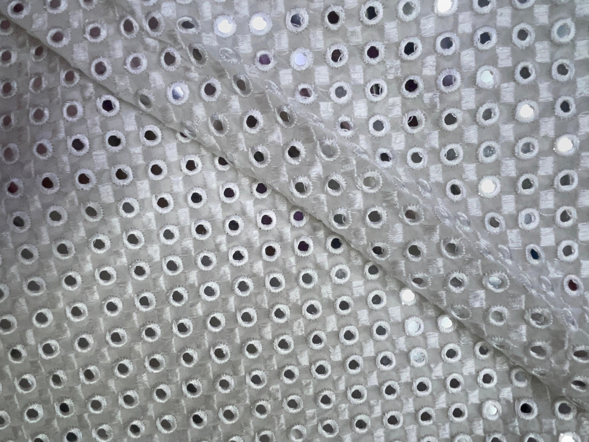 White Dyeable Georgette Mirror Fabric KTEX